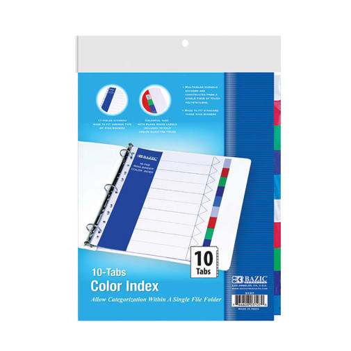 Binder-3-Ring Dividers w/ 10-Color Tabs