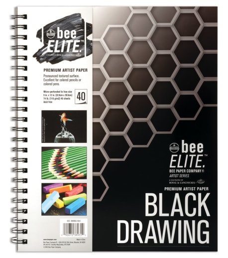 Bee Elite Black Drawing Paper - Spiral (9x12)