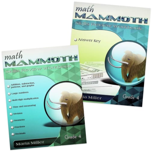 Math Mammoth Grade 4 Color Skills Review Workbook and Answer Key Package