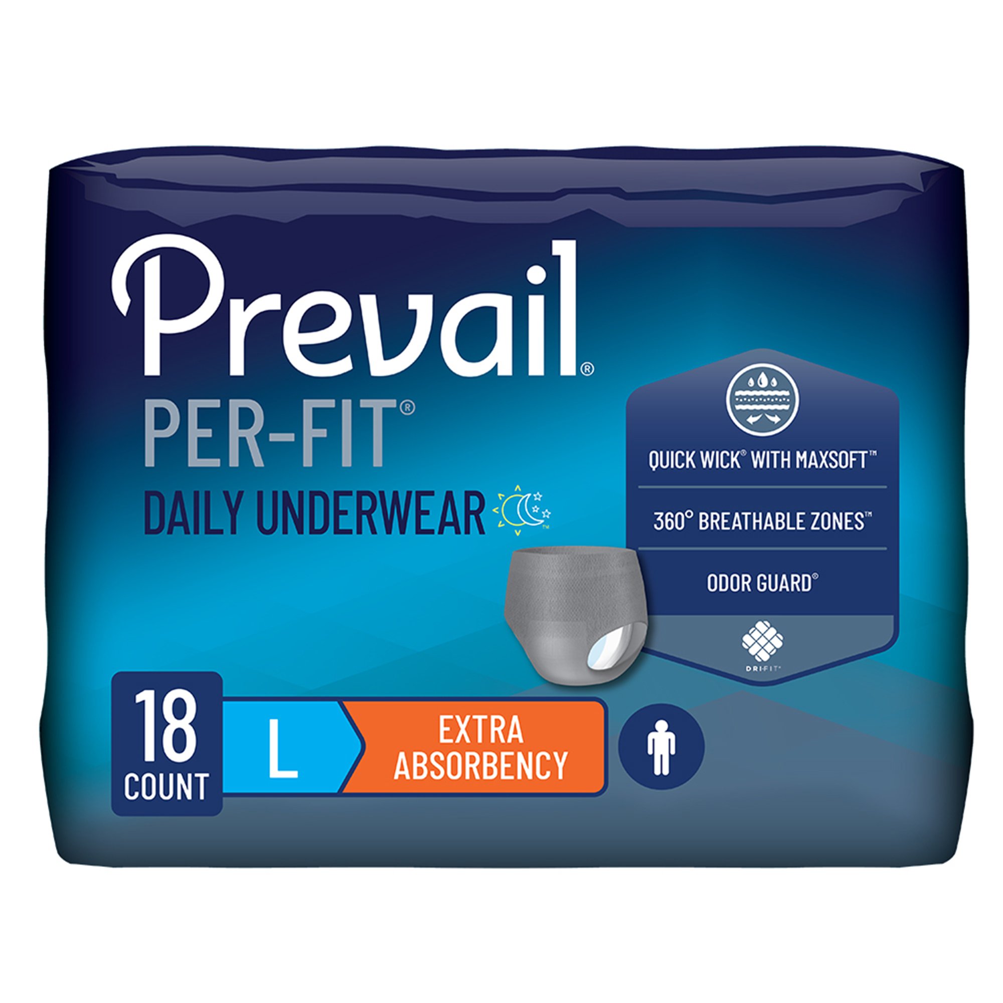 Prevail Per-Fit Men Adult Moderate Absorbent Underwear, Large, White MK 881920
