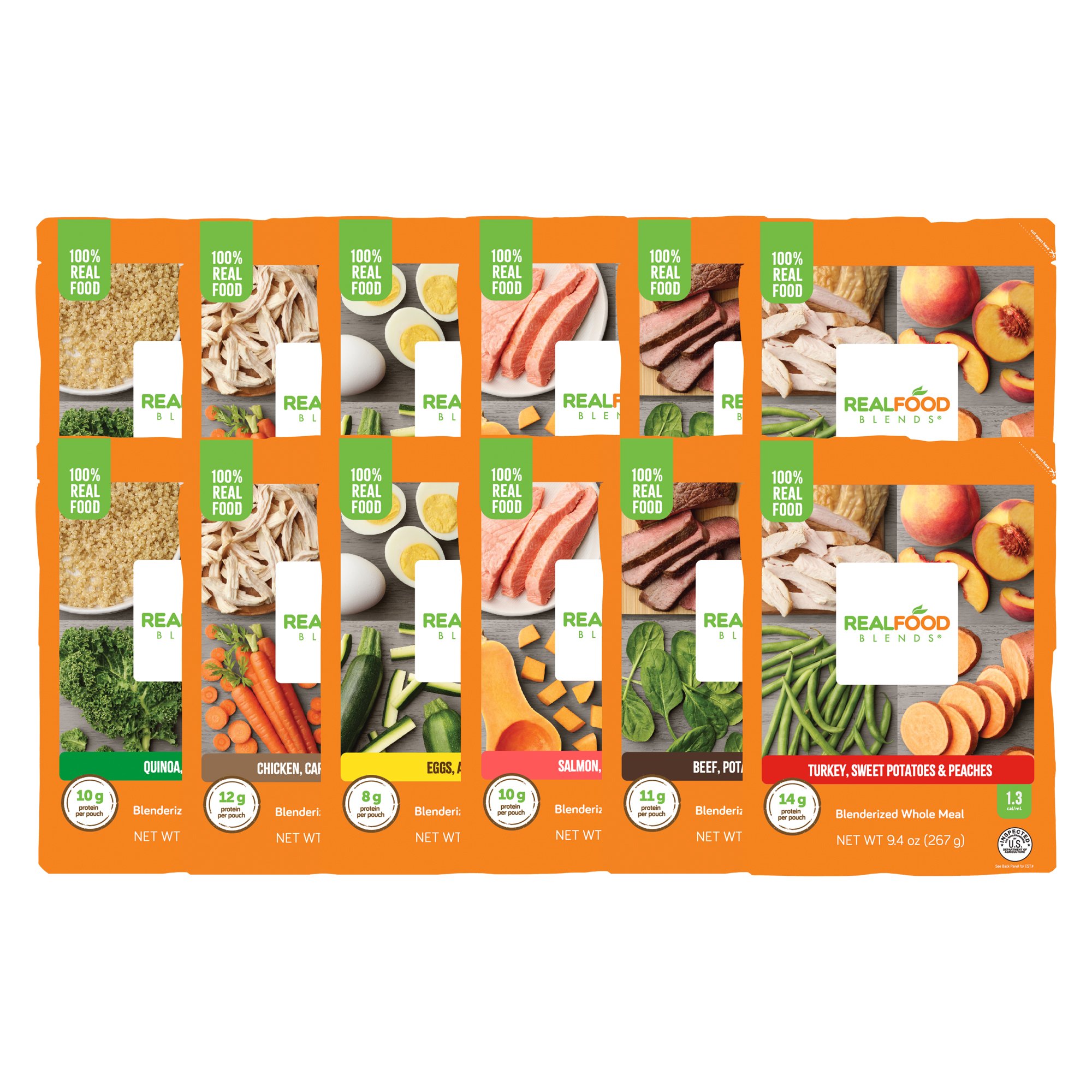 Real Food Blends Variety Pack Pureed Food Blend for Tube Feed, 9.4-ounce pouch MK 984595