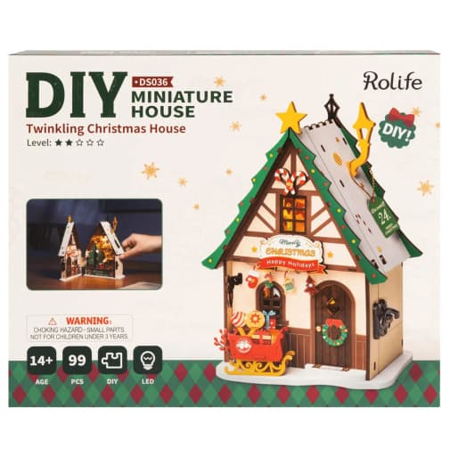 Twinkling Christmas House DIY Miniature House | Rolife