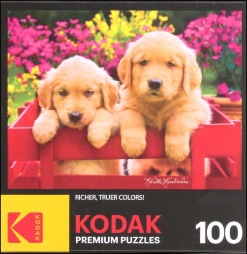 Kodak Golden Retriever Puppies in a Red Wagon Puzzle (100 piece)