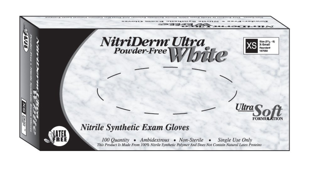 NitriDerm Ultra White Nitrile Exam Glove, Small MK 832839