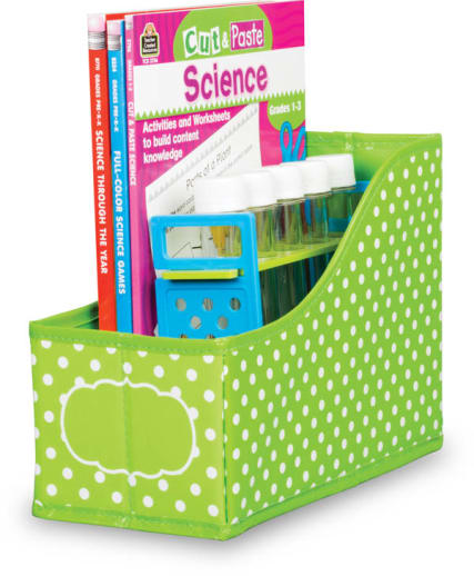 Book Bins - Lime Polka Dots