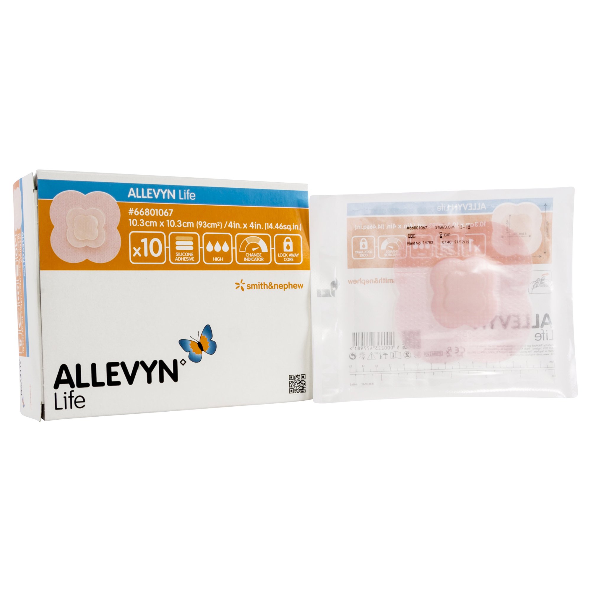 Allevyn Life Silicone Adhesive with Border Silicone Foam Dressing, 4 x 4 Inch MK 834478