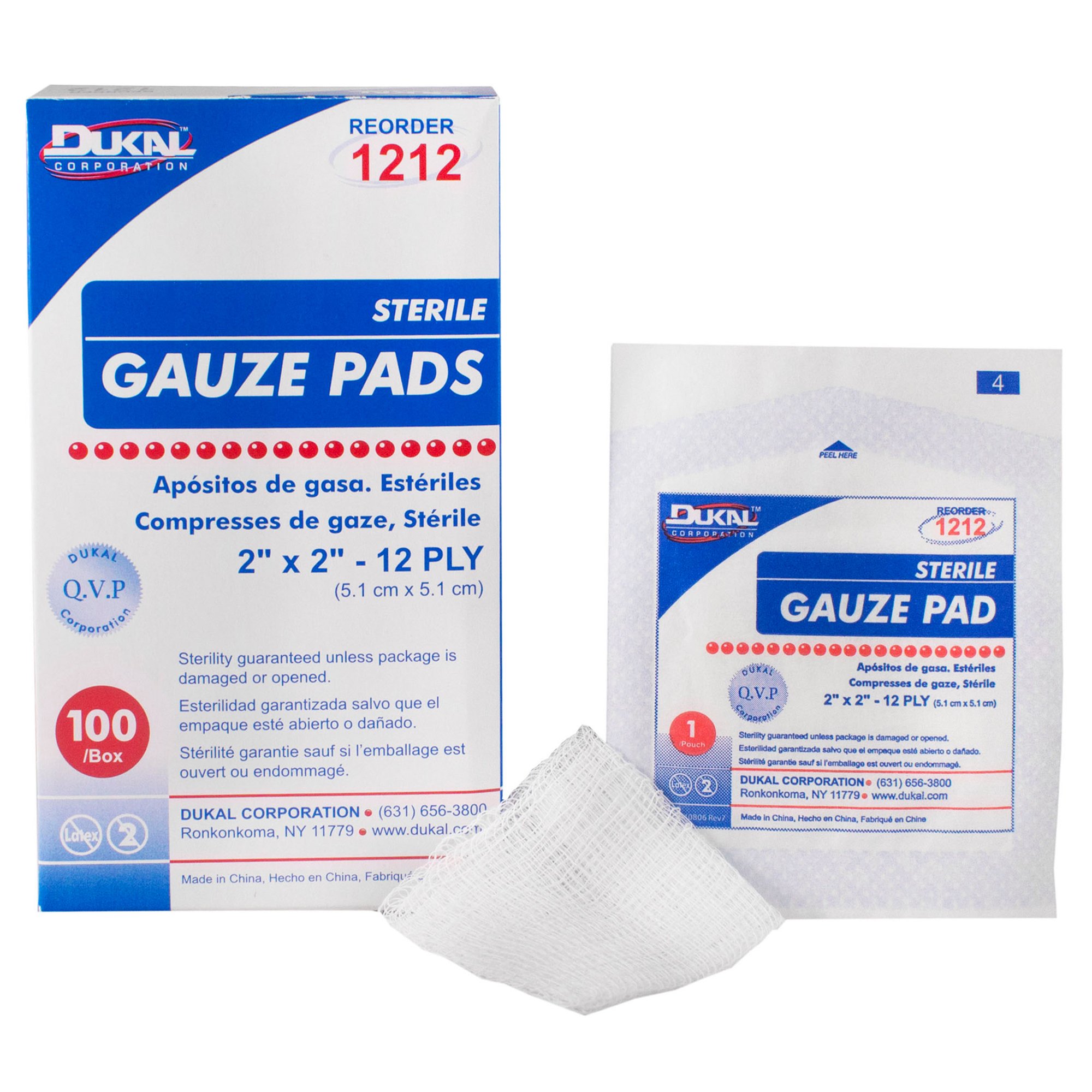Dukal Sterile Gauze Sponge, 2 x 2 Inch, 12-Ply MK 379710