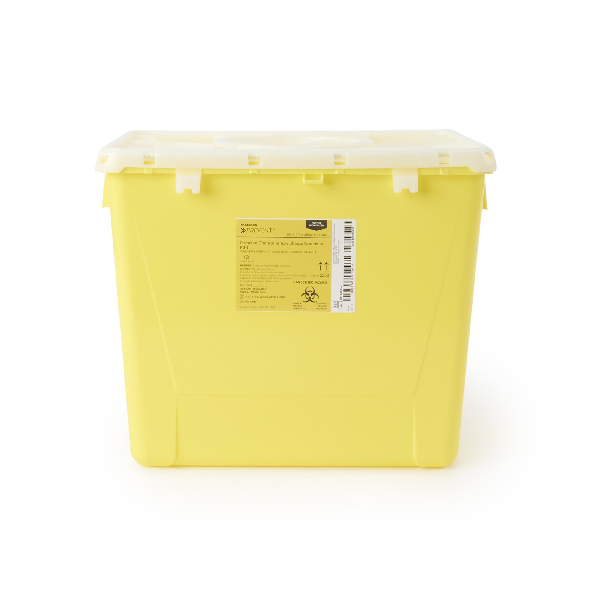 McKesson Prevent Sharps Container, 8 Gallon, 13-1/2 x 17-3/10 x 13 Inch MK 854427