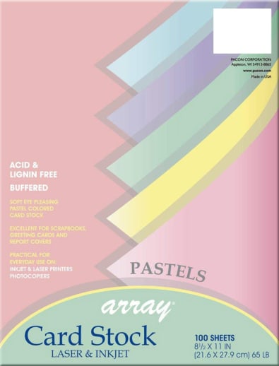 Card Stock - Pastels (100 Sheets - 8.5" x 11" )