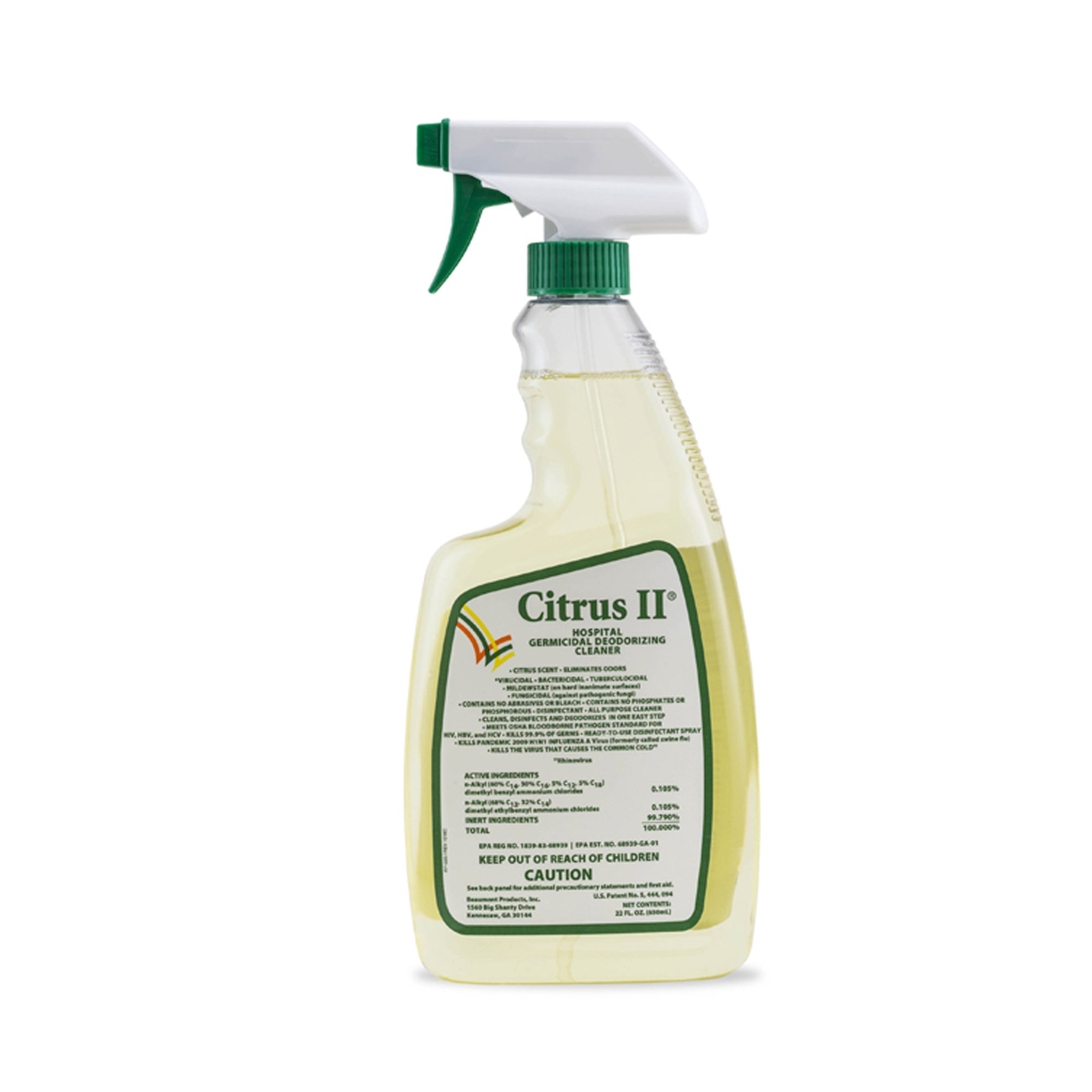 Citrus II Hospiral Germicidal Deodorizing Cleaner, 22 oz. Spray Bottle MK 311843