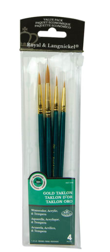 Royal & Langnickel Gold Taklon Paint Brush Set Value Pack (4 piece)