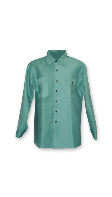 FR Shirts Button Front, 2-pocket style: 7 oz. Green FR Cotton