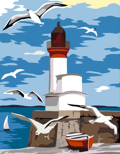 Artwille Paint by Number - Lighthouse and Seagulls
