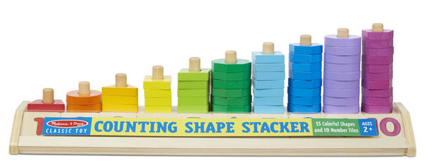 Melissa & Doug Wooden Counting Shapes Stacker, 66 Pieces 