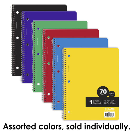 Spiral-Bound College Ruled 1-Subject Notebook 70 sheets