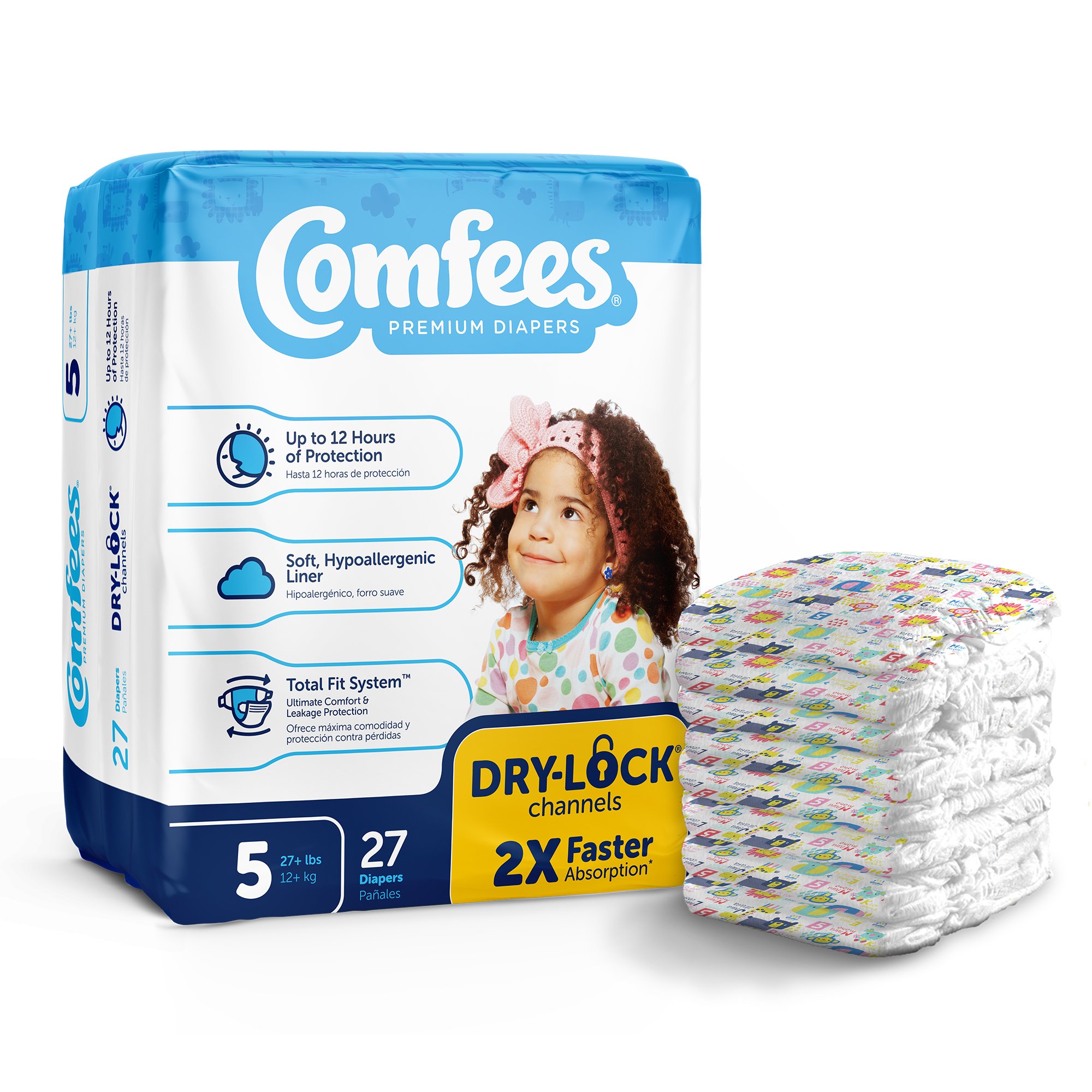 Attends Comfees Premium Baby Diapers, Unisex, Tab Closure, Size 5 MK 993247