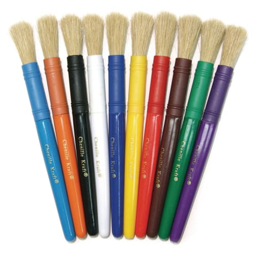 Chenille Kraft Beginner Paint Brushes, Plastic Handles - Set of 10