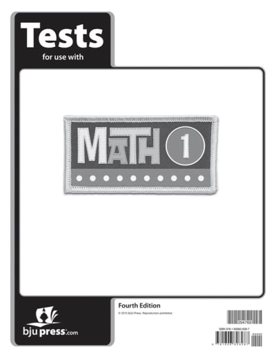 BJU Press Math 1 Test Pack 4th Edition