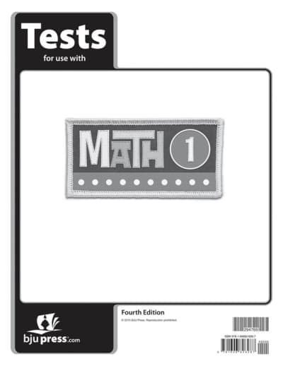 BJU Press Math 1 Test Pack 4th Edition