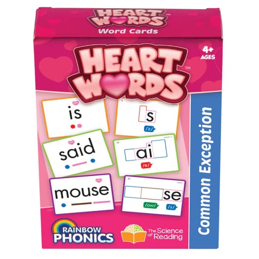Heart Words Cards: Common Exception (Rainbow Phonics)