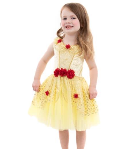 Little Adventures Yellow Beauty Party Dress, Size L (Ages 5-7)