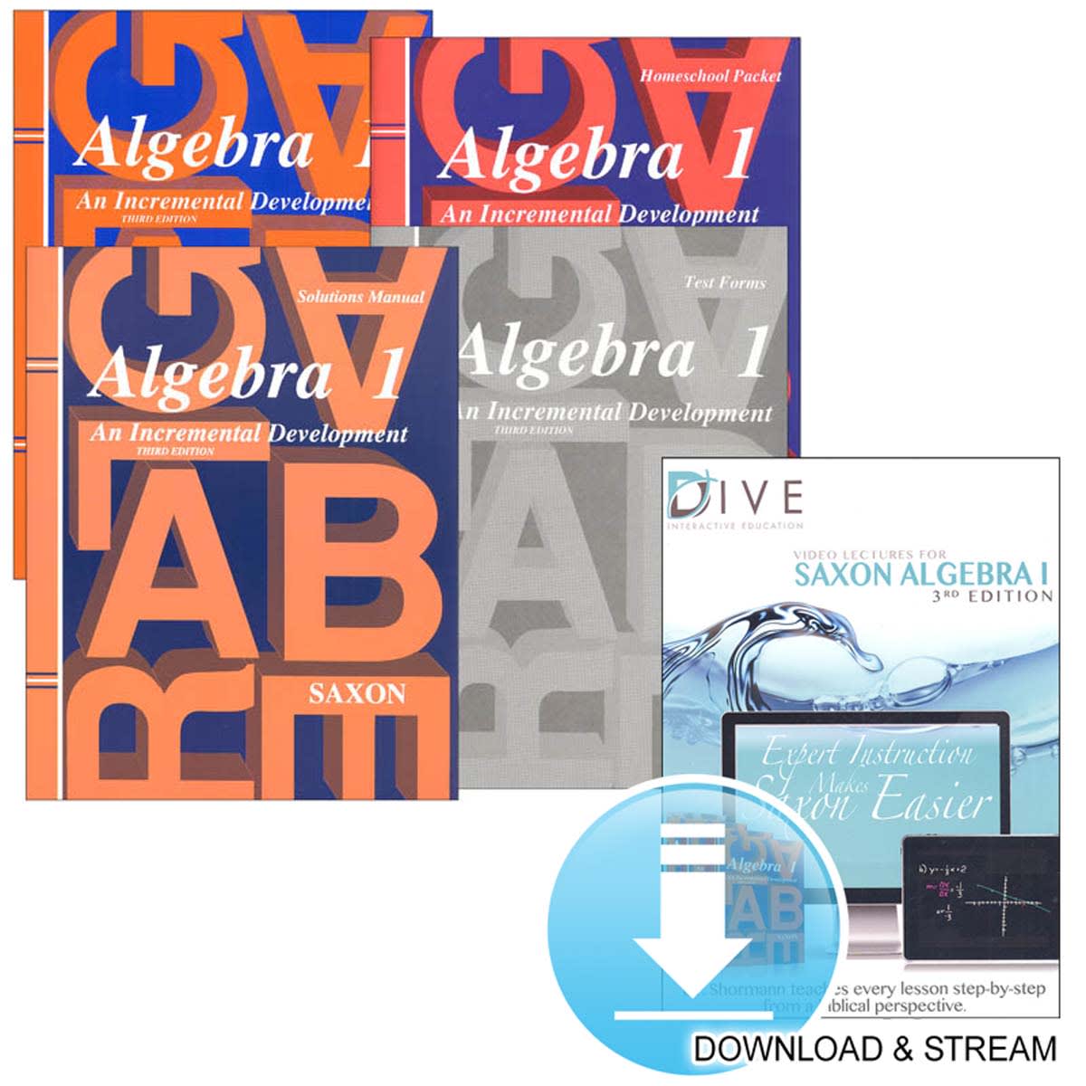 Saxon Algebra 1 3rd Edition Homeschool Study Kit with Solutions Manual Plus DIVE Download & Stream