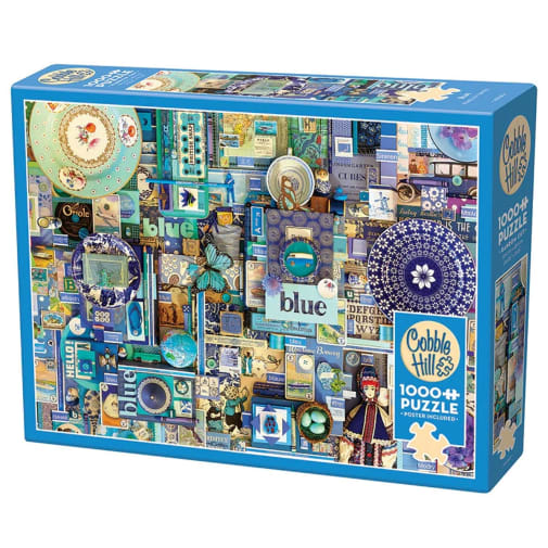 Cobble Hill Blue Collage Jigsaw Puzzle (1000 piece)