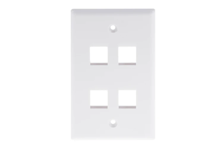 Keystone Wall Plate, 4 Port, White