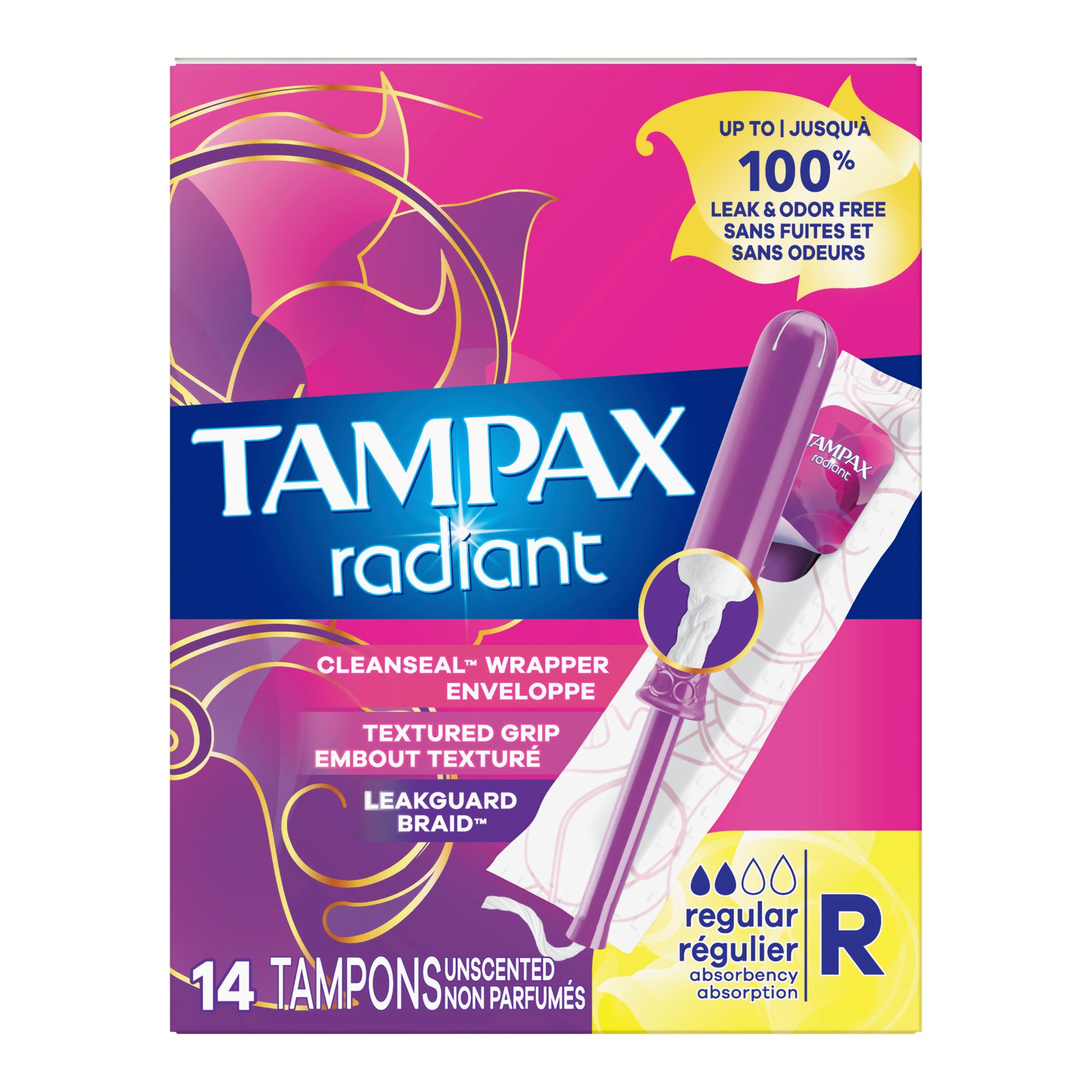 Tampax Radiant Tampons Regular Absorbency Unscented MK 1229259