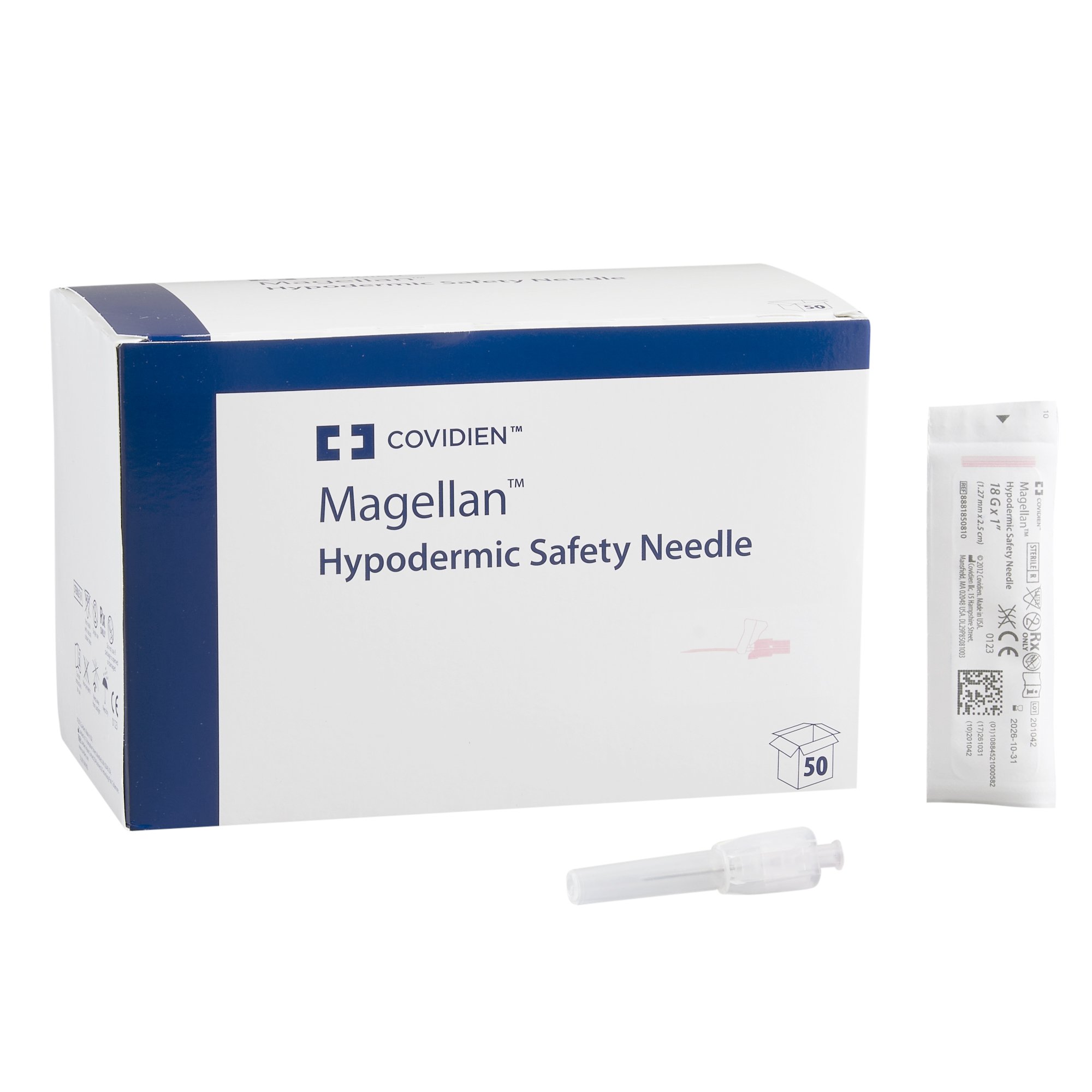 Monoject Magellan Safety Hypodermic Needle, 18 Gauge, 1 Inch Length MK 448645