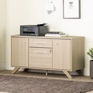 Zelia 2 Drawer Credenza With Open And Closed Storage Storage Unit Professional Office Furniture Products South Shore Furniture Us Furniture For Sale Designed And Manufactured In North America