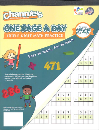 One Page a Day Triple Digit Math Practice Workbook (Channie's Math)