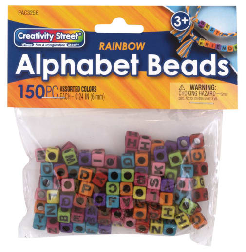 Alphabet Beads: Assorted Rainbow Colors (150 pieces)