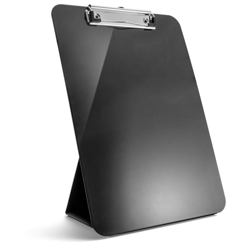 Plastic Standing Clipboard with Easel Back, Black