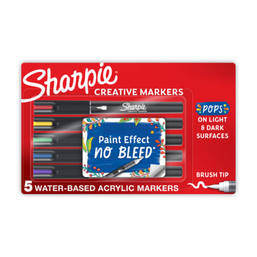 Sharpie Creative Markers Water Based Acrylic Brush Tip (set of 5)