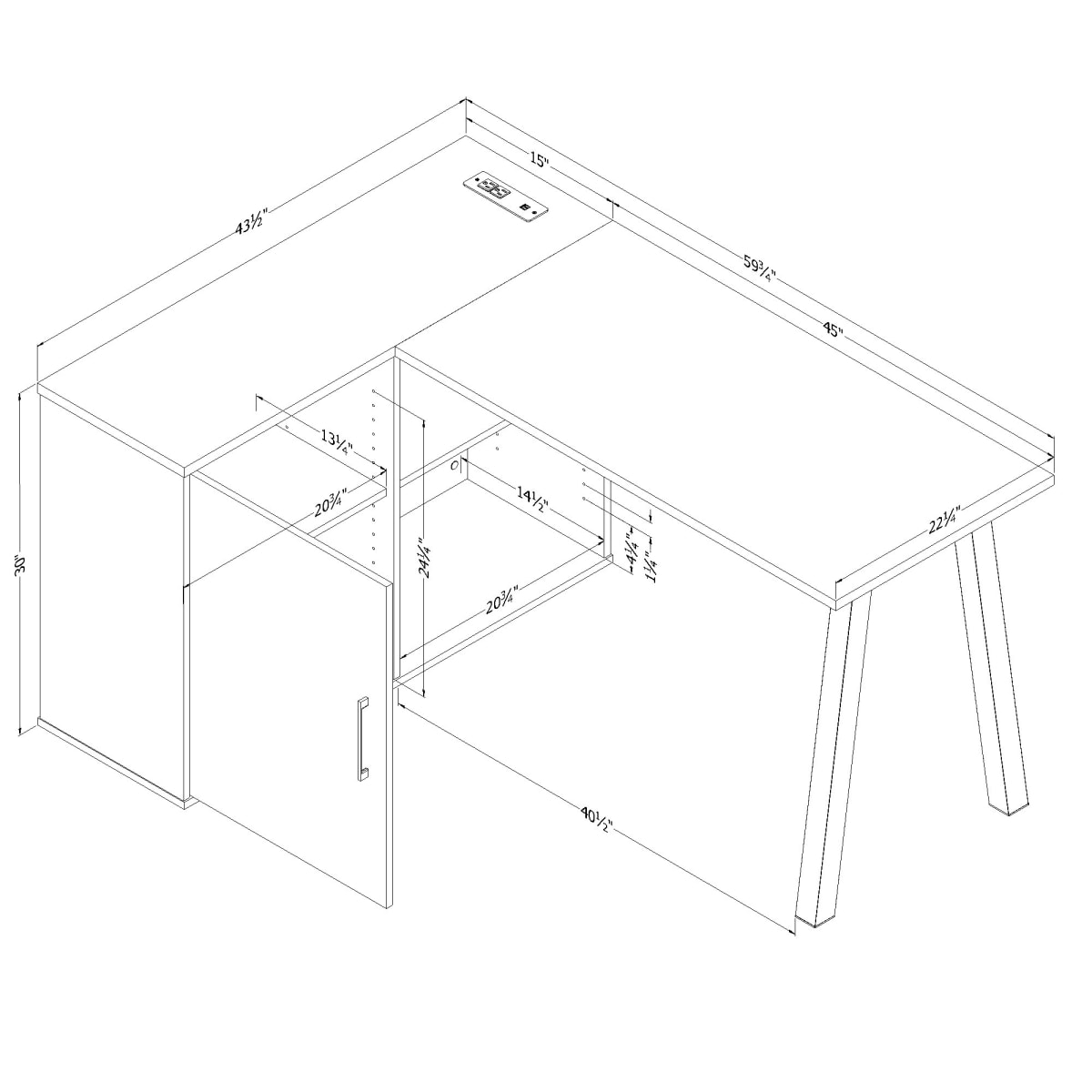 Zolten LShaped Desk with Power Bar Zolten Collections Products