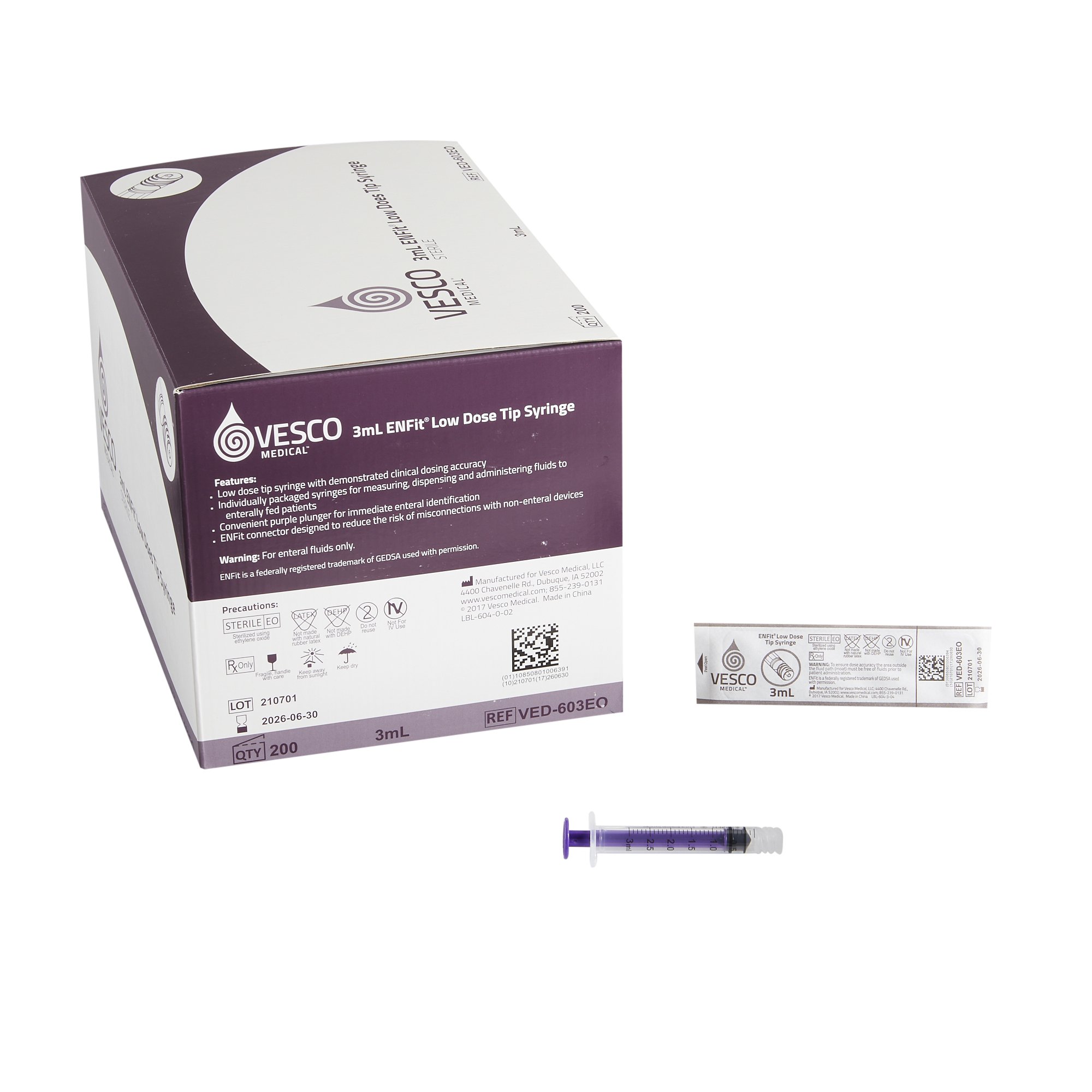 Vesco Sterile Low Dose Enteral / Oral Syringe, 30 mL MK 1146407