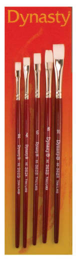 Dynasty White Taklon Watercolor Flats Paint Brush Set: Round 2, 4, 6, 8, 10