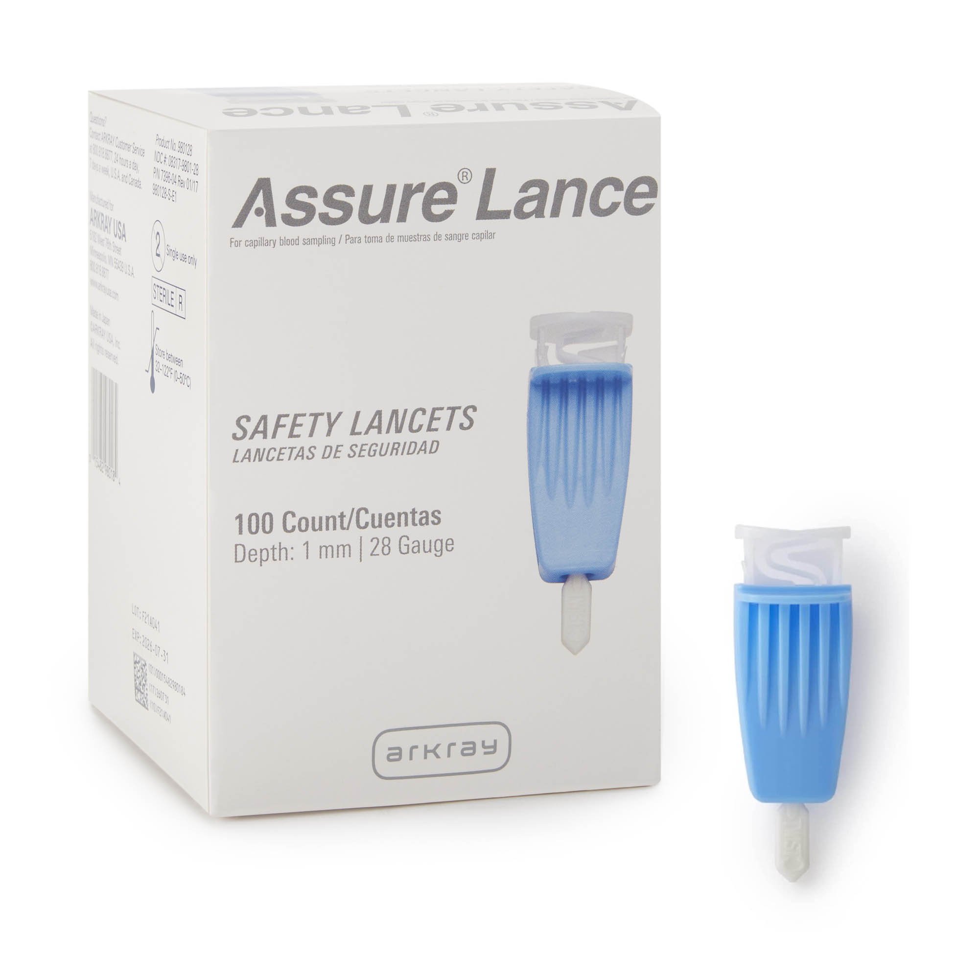 Assure Safety Lancet, 28 Gauge, 1.0 mm Depth MK 689752