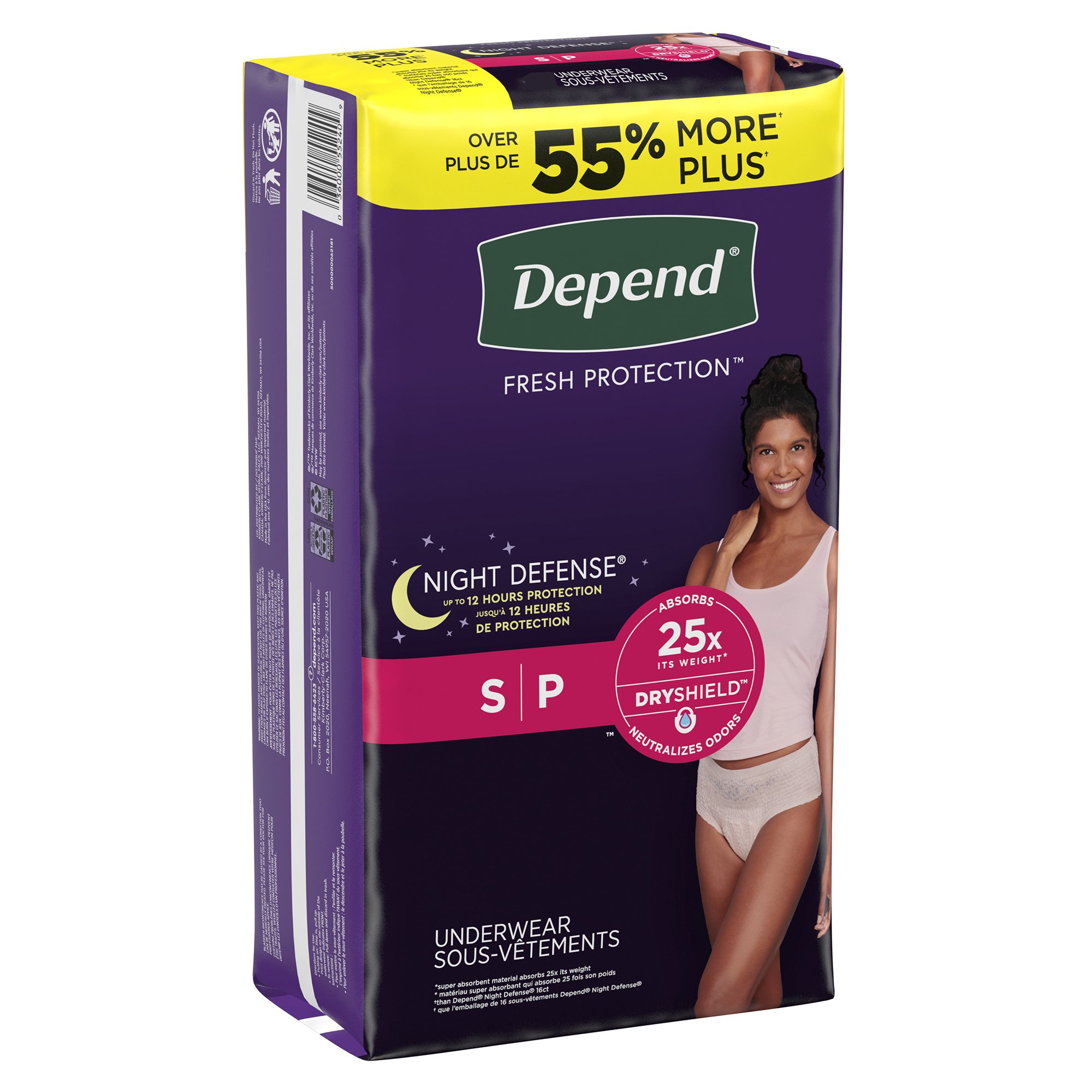 Depend Night Defense Women's Absorbent Underwear, Small MK 1163804