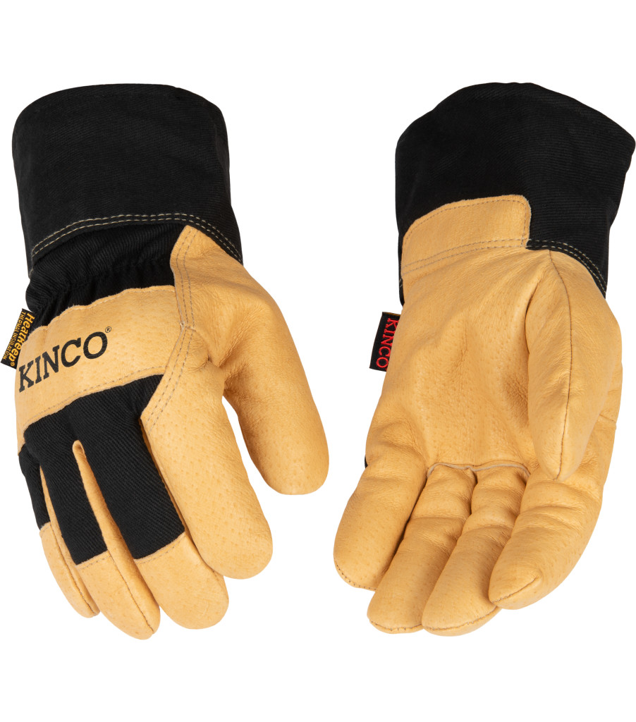 Lined Grain Pigskin Palm with Safety Cuff, Black, large image number 2