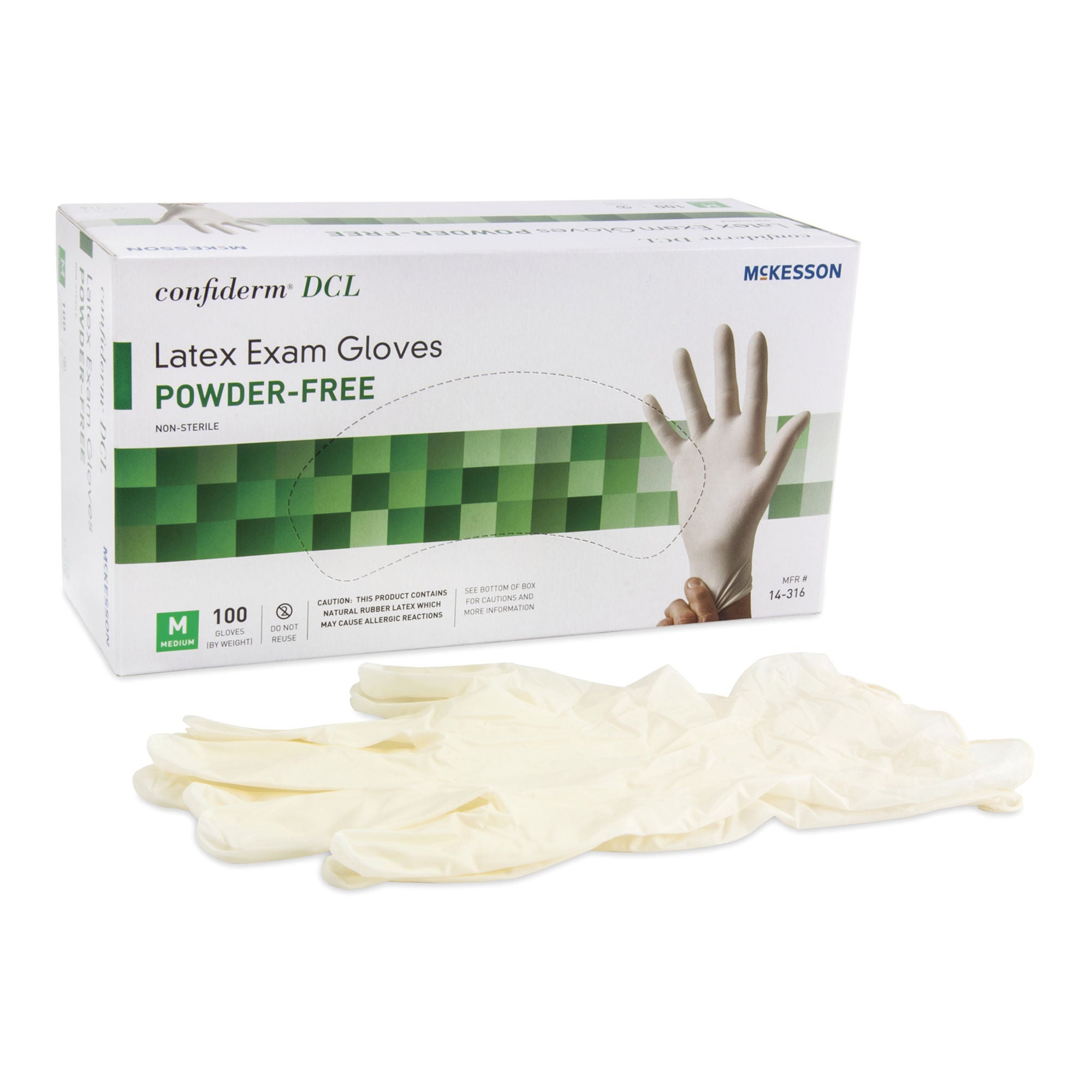 McKesson Confiderm Latex Exam Glove, Medium, Ivory MK 354436