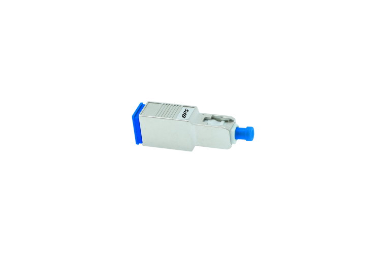 SC/UPC Singlemode Fiber Optic Attenuator – 5dB, Female to Male, Metal, Blue