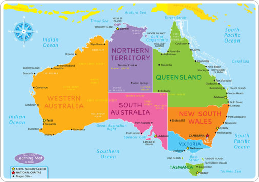 Australian Map Basic Smart Poly Learning Mat