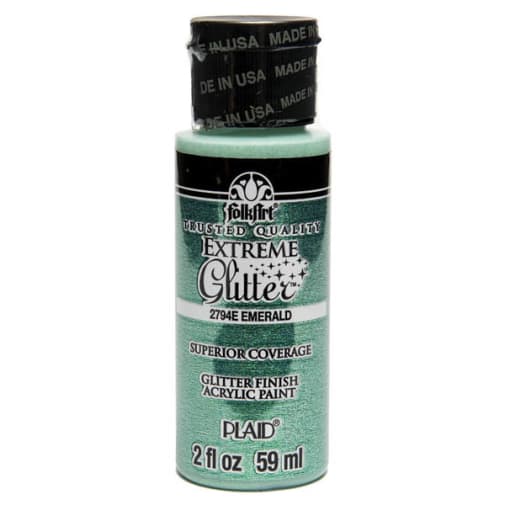 Folkart Color Acrylic Paint Emerald Extreme Glitter - 2 oz