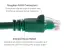 CAT6A Ethernet Patch Cable, Half-moon Boot, UTP, 20 ft, Green