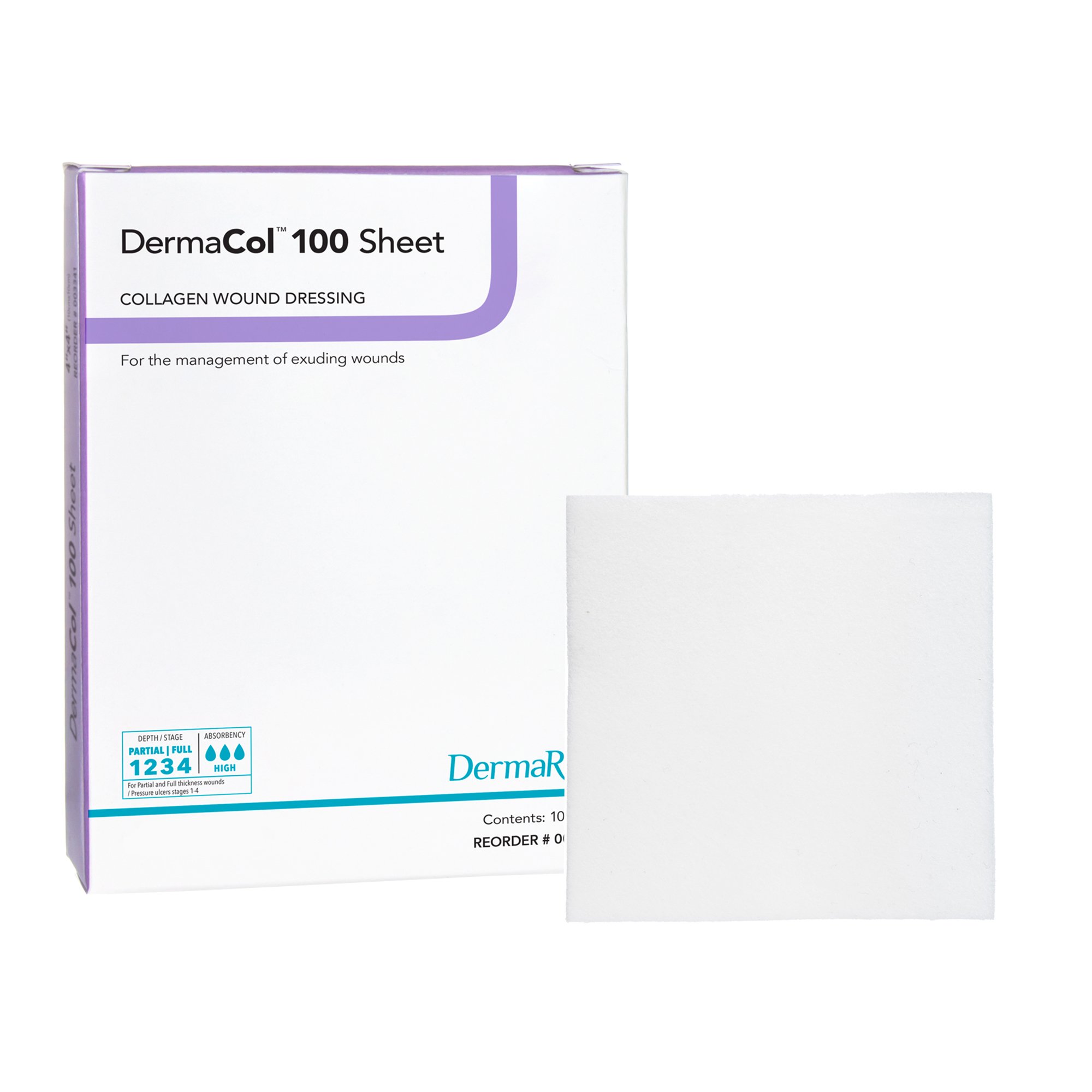 Collagen Dressing DermaCol 100 2 X 2 Inch Square Sterile MK 1154030