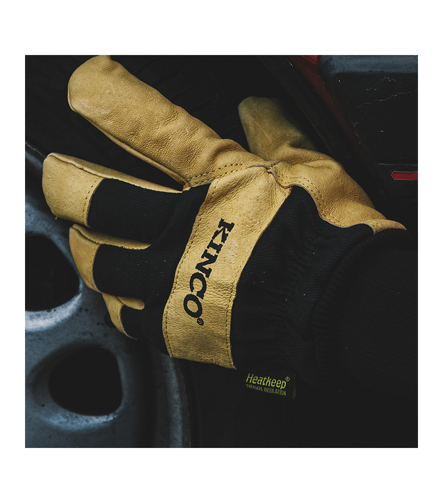 Lined Grain Deerskin Palm with Knit Wrist, Black, large image number 3