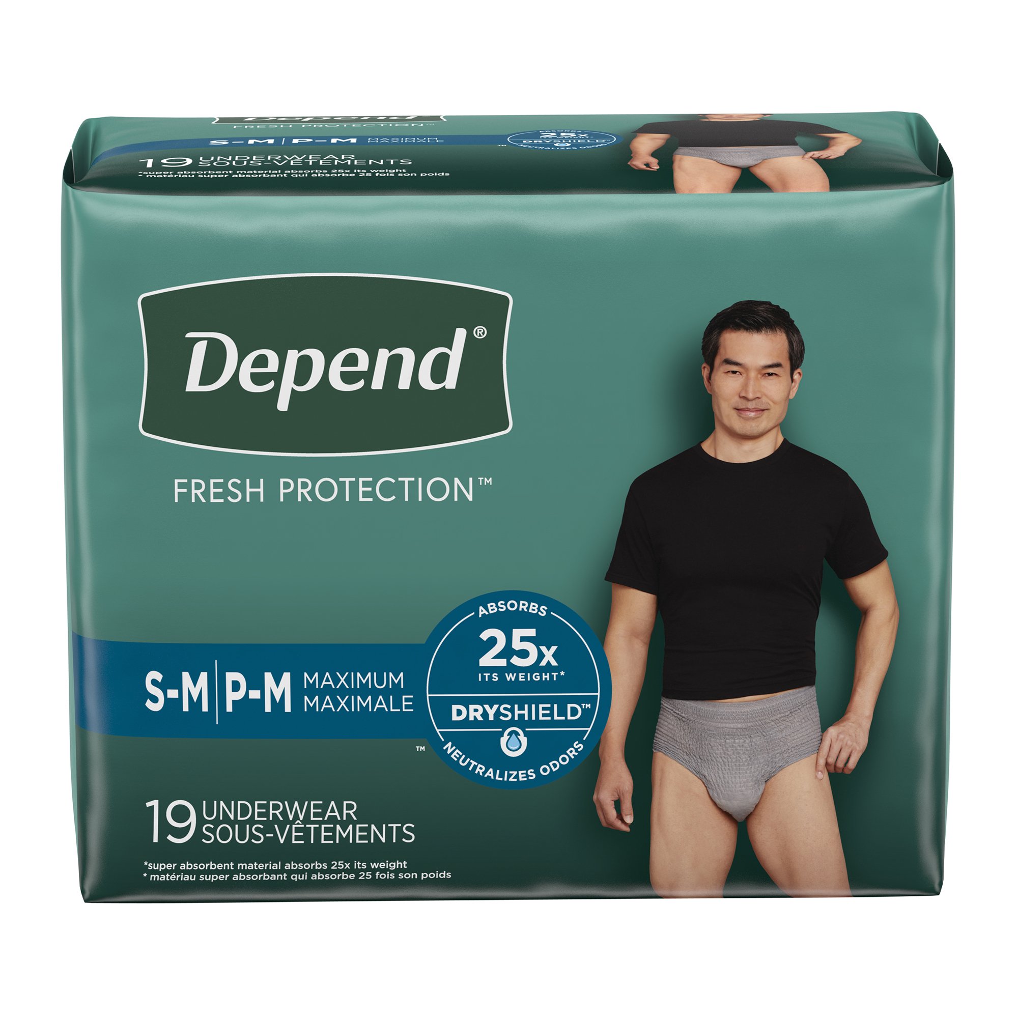 Depend Fresh Protection Men's Maximum Absorbency Underwear, Small/Medium MK 984194