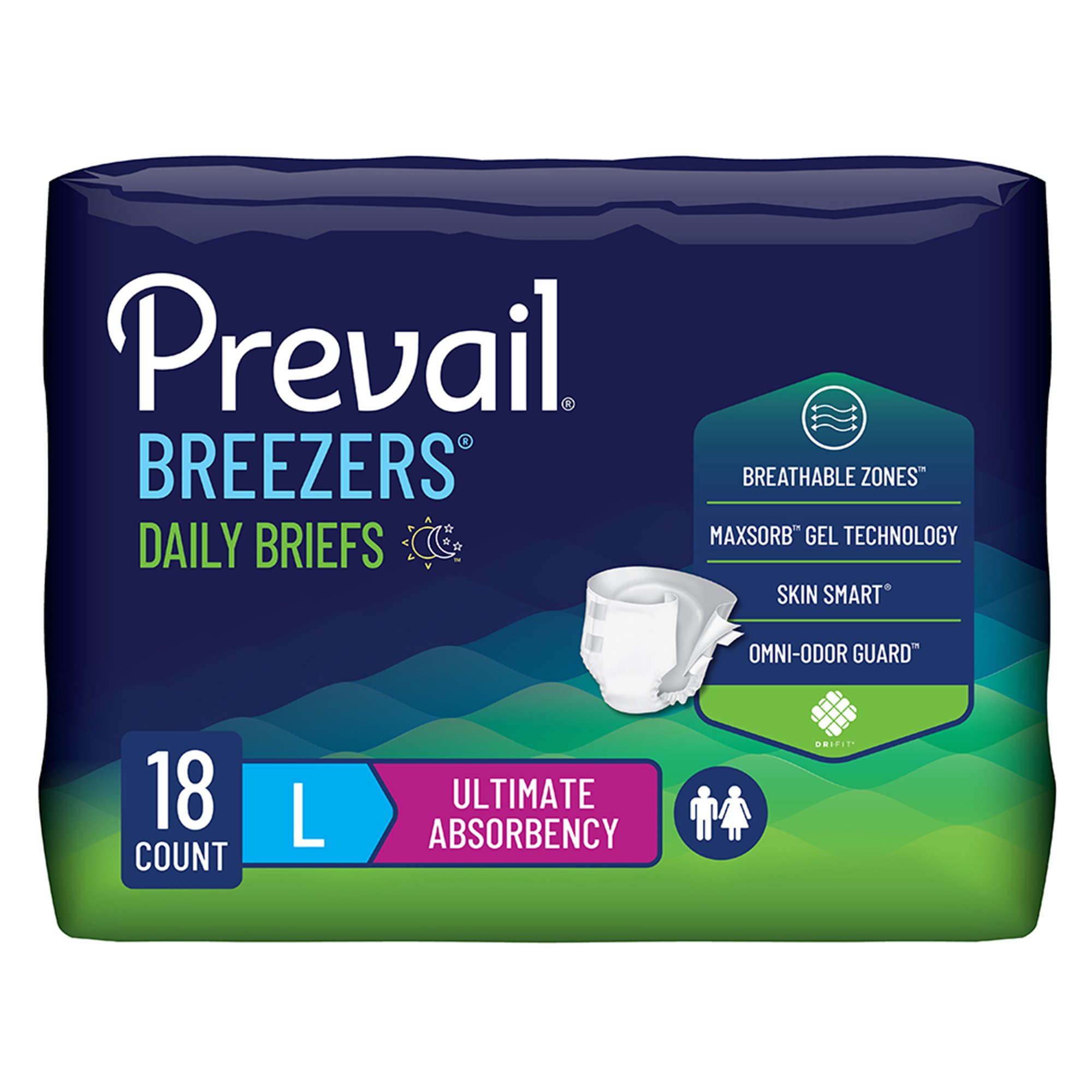 Prevail Breezers Ultimate Absorbency Incontinence Briefs, Large MK 554688